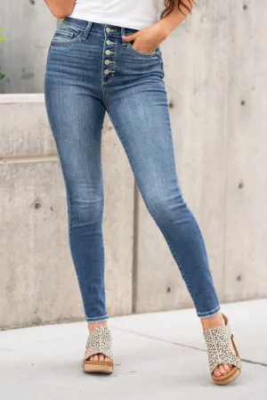Penelope High Rise Button Fly Skinny
