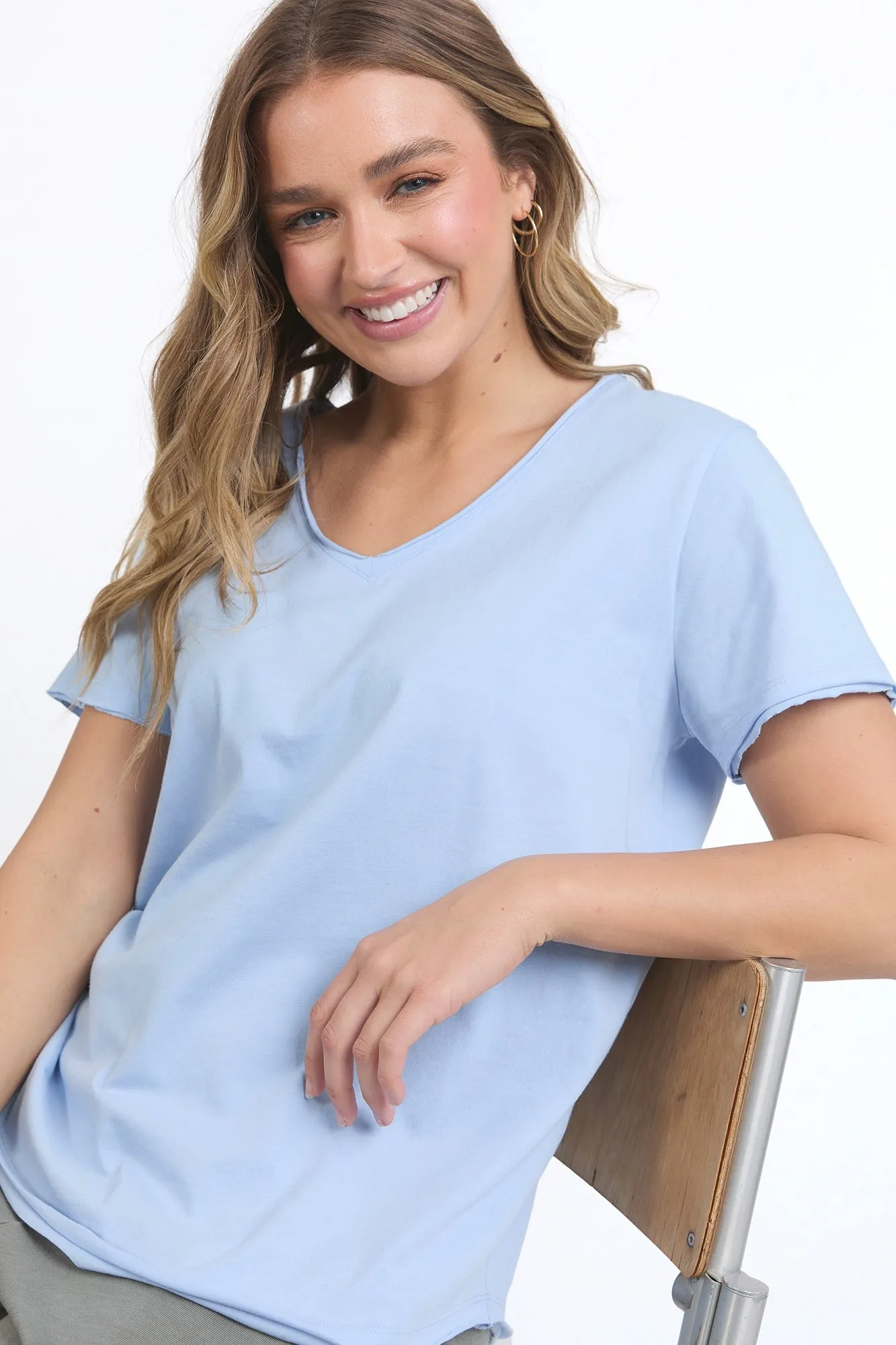 Pima Dream Blue Relaxed Tee