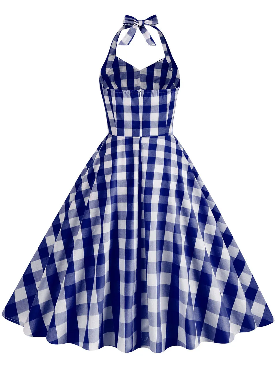 Pink And White Plaid Halter Classis Style 1950S Vintage Dress Set