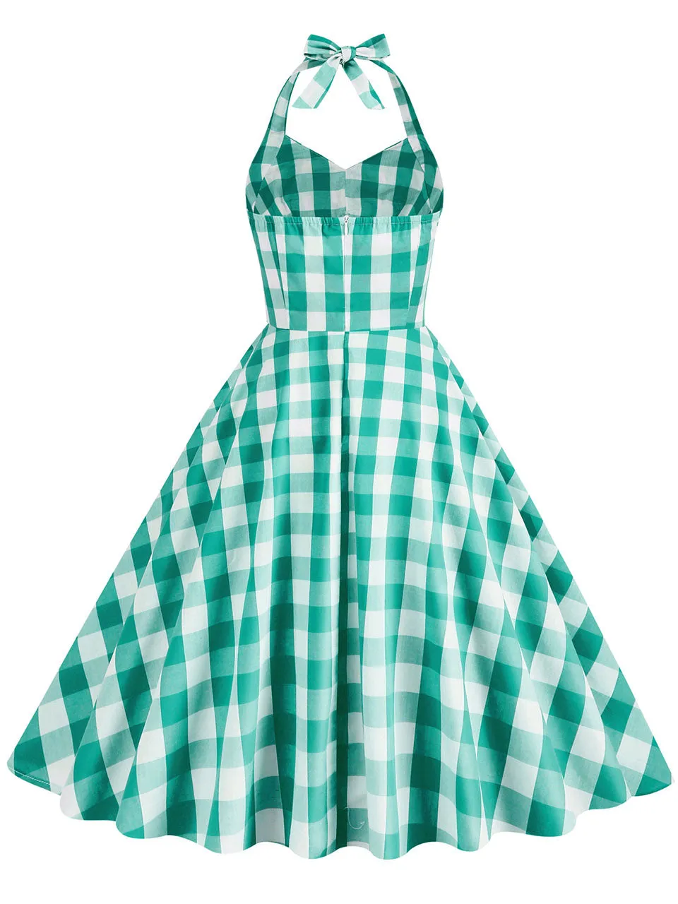 Pink And White Plaid Halter Classis Style 1950S Vintage Dress Set