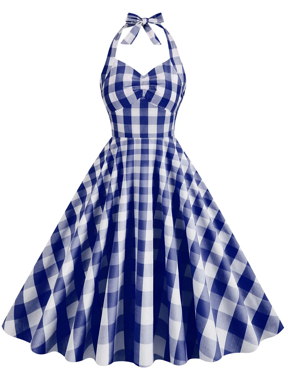 Pink And White Plaid Halter Classis Style 1950S Vintage Dress Set