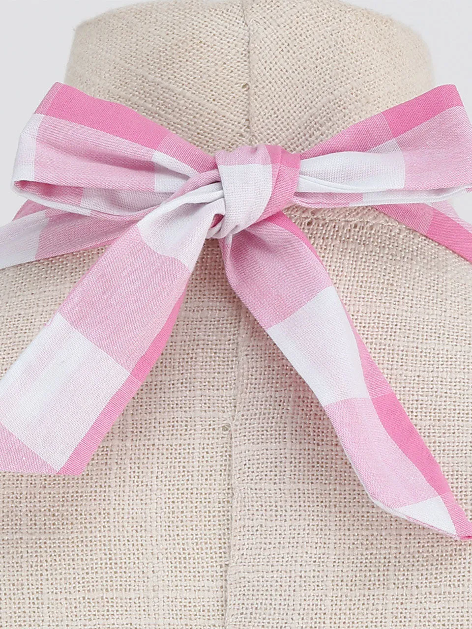 Pink And White Plaid Halter Classis Style 1950S Vintage Dress Set