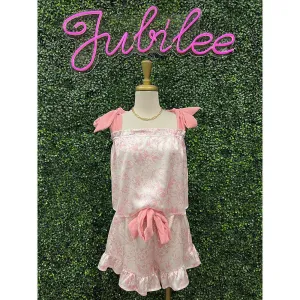 Pink Bow Toile Tie Top PJ Set