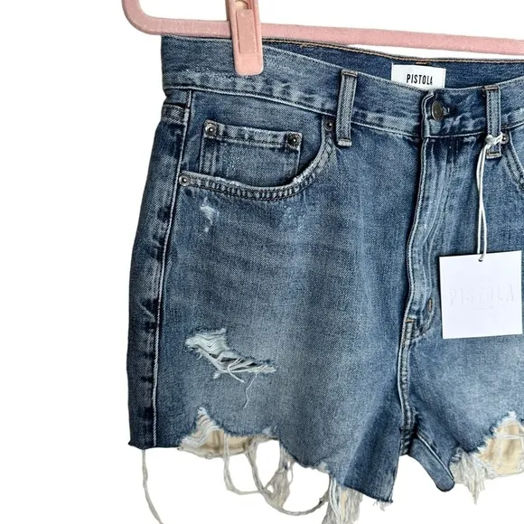 Pistola Nova Relaxed High Rise Distressed Cut Off Shorts  Size 30
