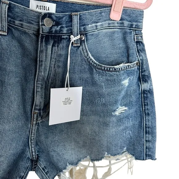 Pistola Nova Relaxed High Rise Distressed Cut Off Shorts  Size 30