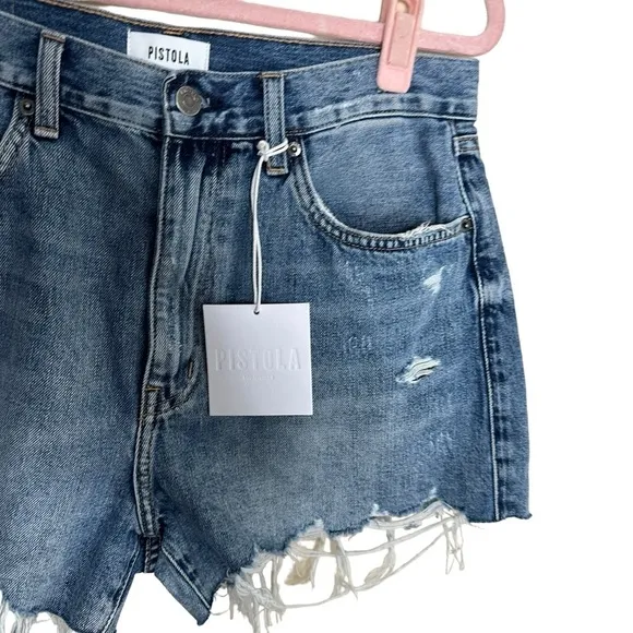 Pistola Nova Relaxed High Rise Distressed Cut Off Shorts  Size 30