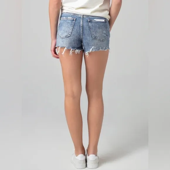 Pistola Nova Relaxed High Rise Distressed Cut Off Shorts  Size 30