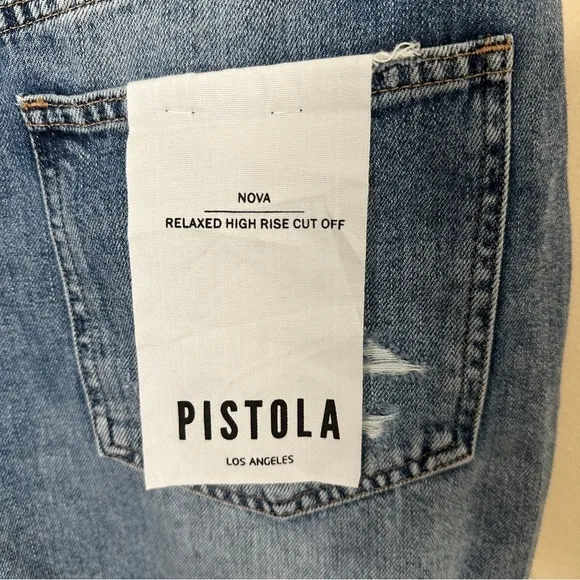 Pistola Nova Relaxed High Rise Distressed Cut Off Shorts  Size 30