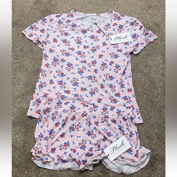 Plush Micro Waffle Floral PJ Set
