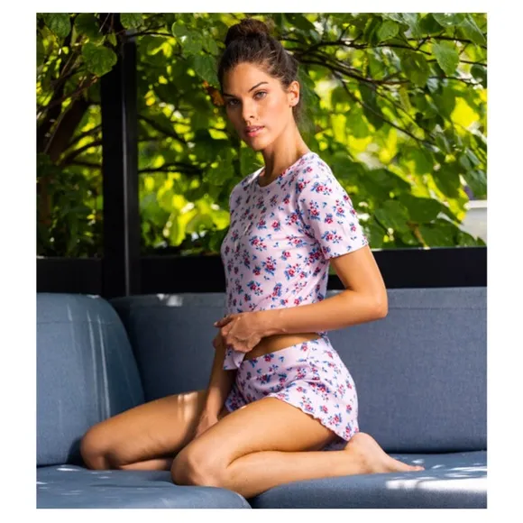 Plush Micro Waffle Floral PJ Set