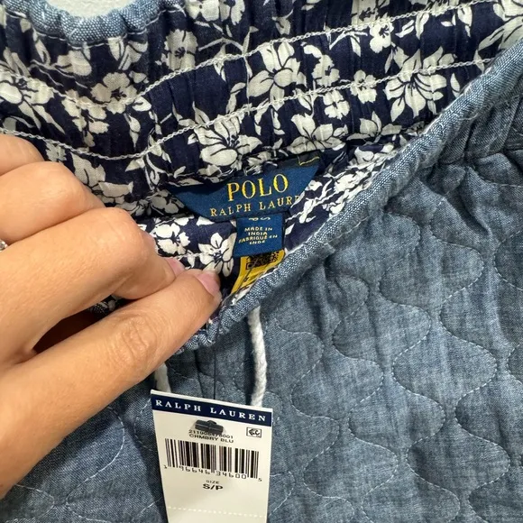 Polo Ralph Lauren Quilted Chambray Drawstring Short Size S NWT