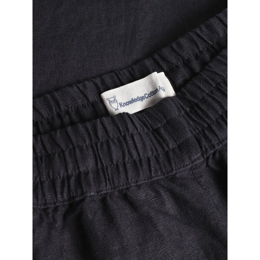 Posey wide mid-rise linen shorts in black