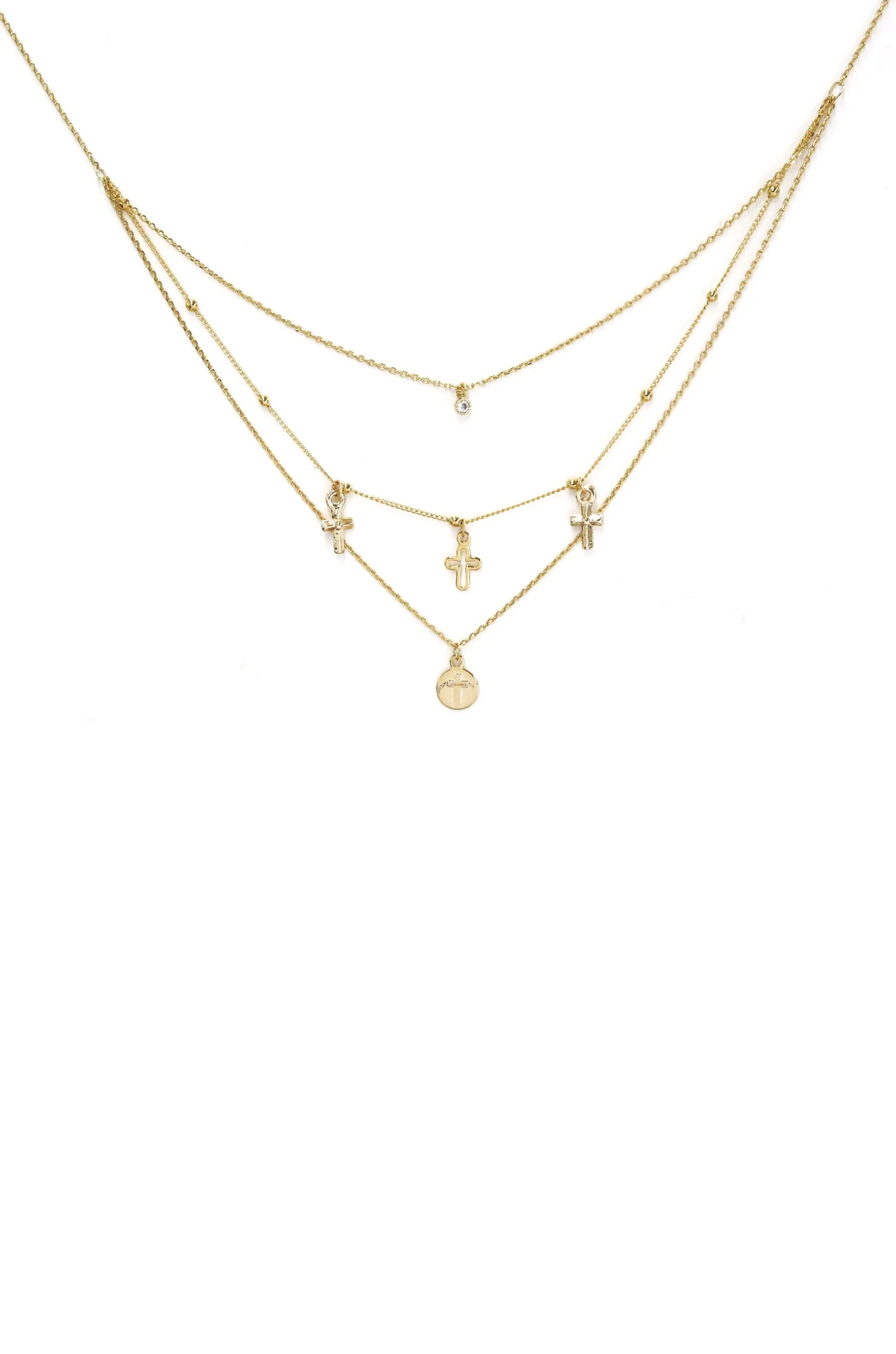 Pray it Forward 18k Gold Plated Layered Cross Necklace