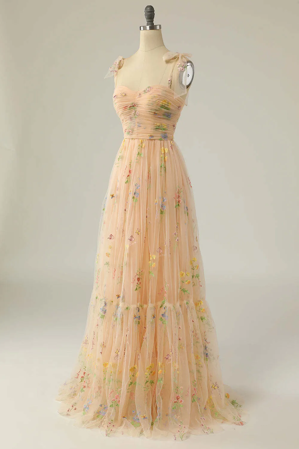 Princess Champagne A-line Embroidered Formal Dress