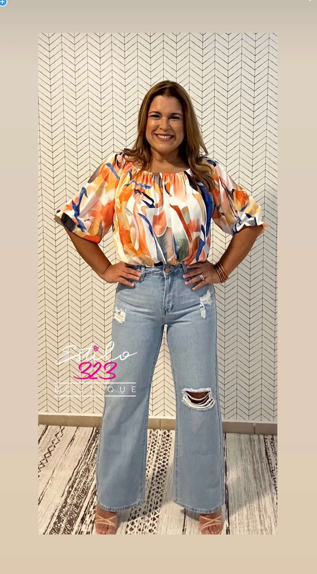 Print Off-Shoulder Blouse