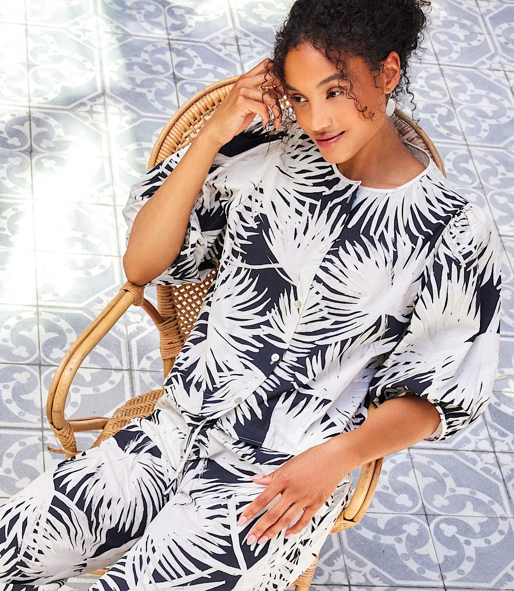 Puff Sleeve Button-Front Shirt