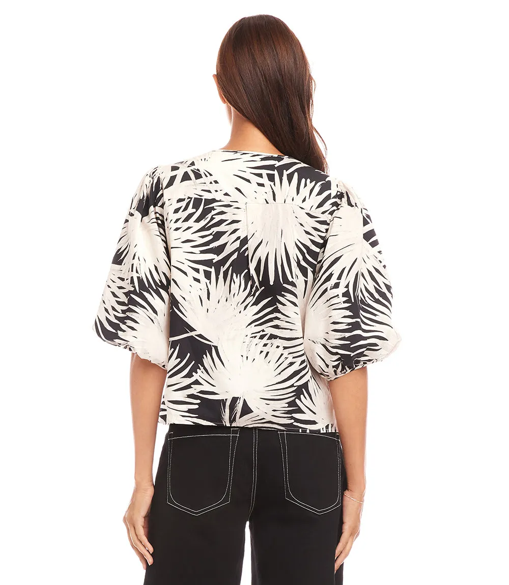 Puff Sleeve Button-Front Shirt
