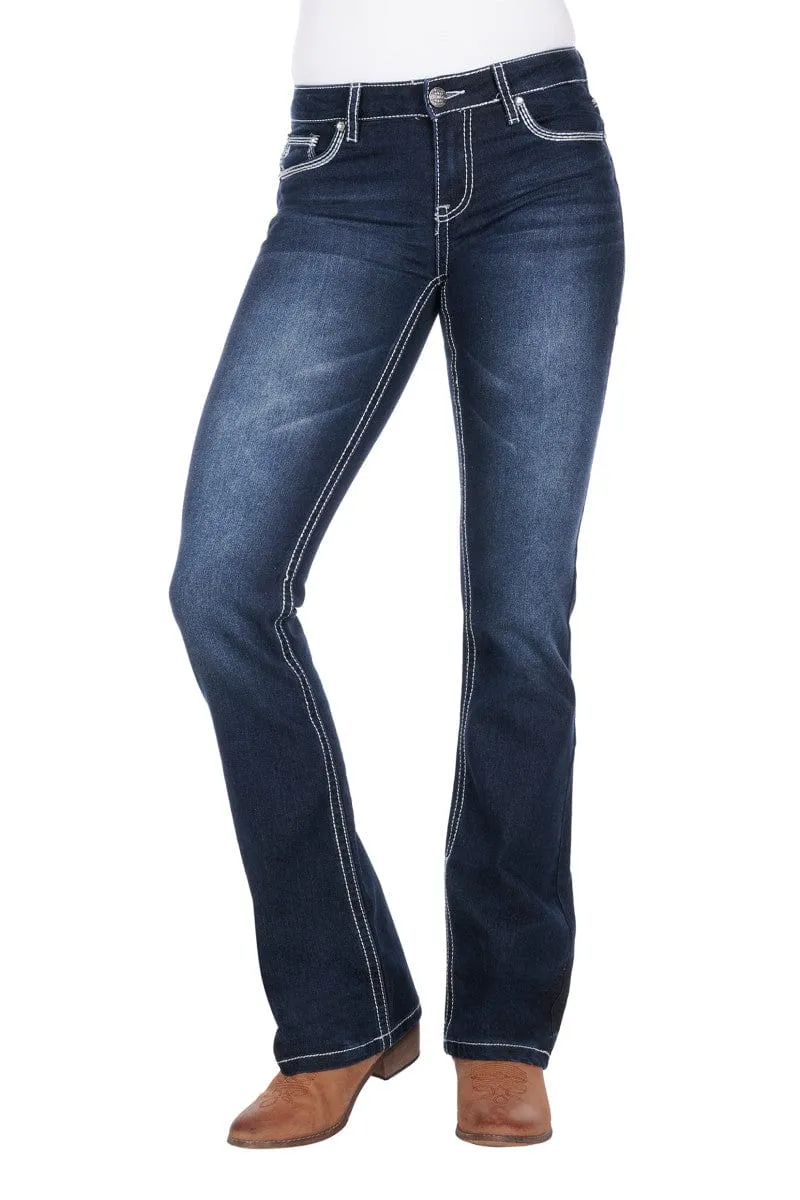 Pure Western Jeans Womens Hannah Boot Cut Midnight 32in Leg