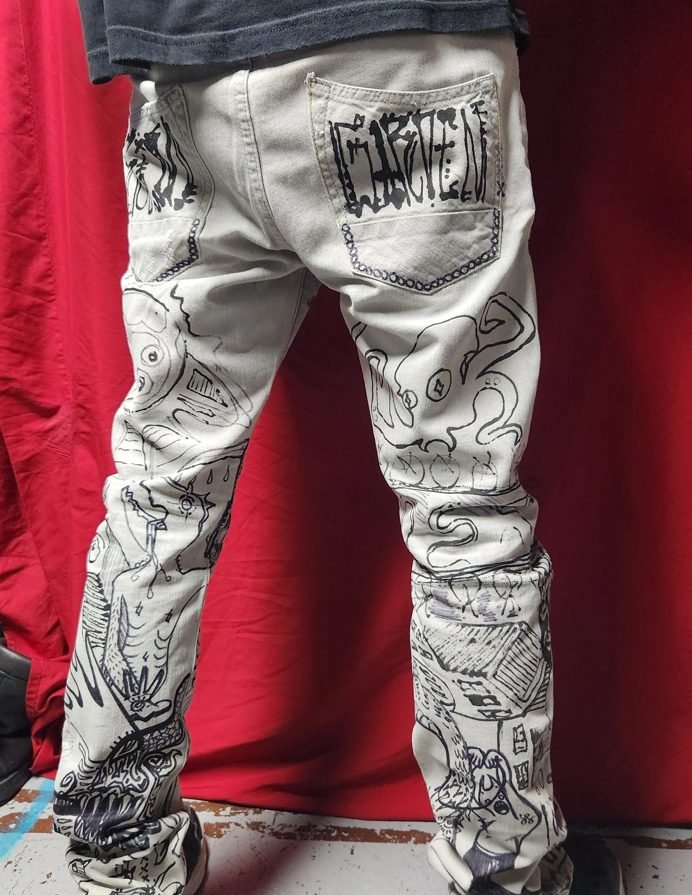 "Dreaded InkScape" 1-of-1 Custom Jeans