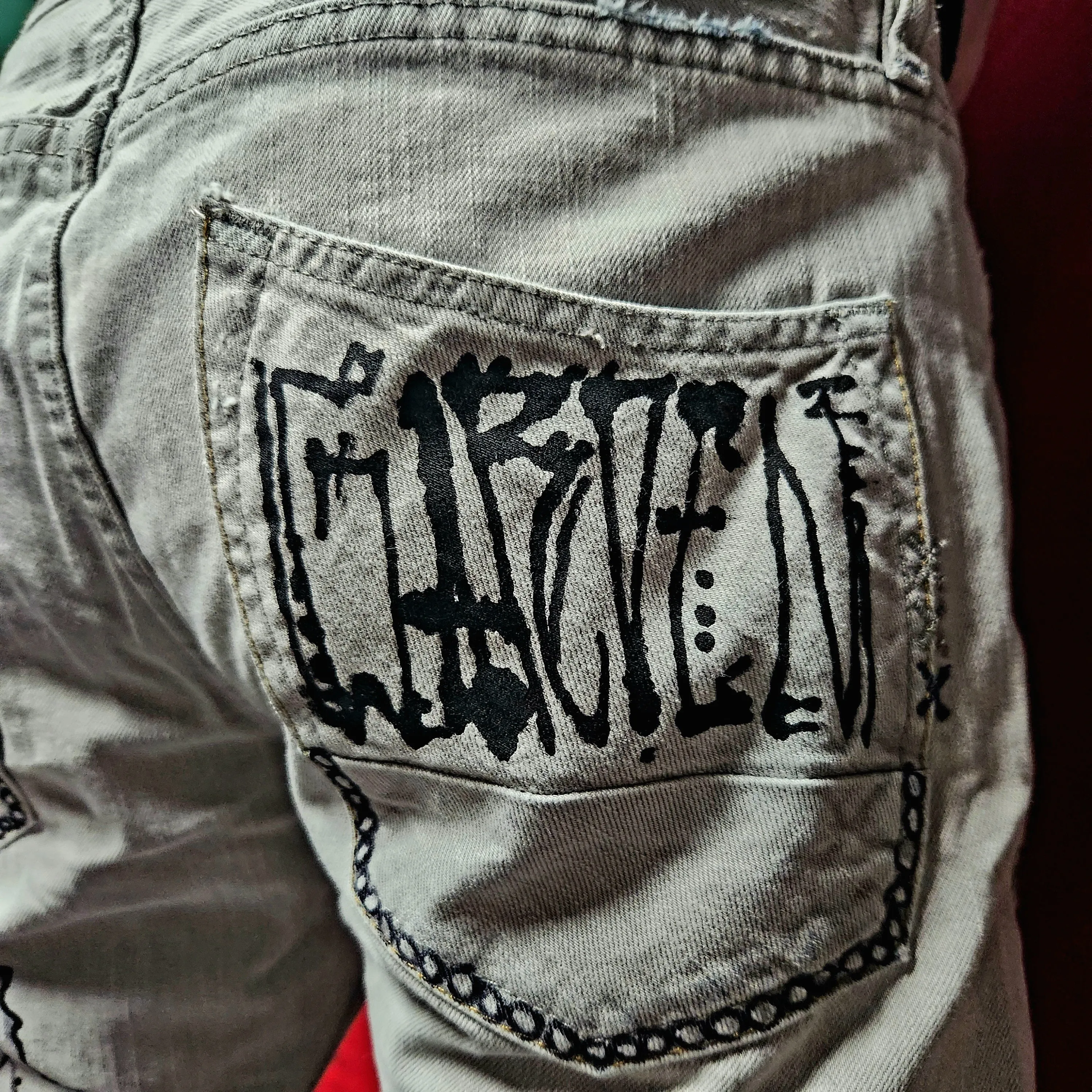 "Dreaded InkScape" 1-of-1 Custom Jeans