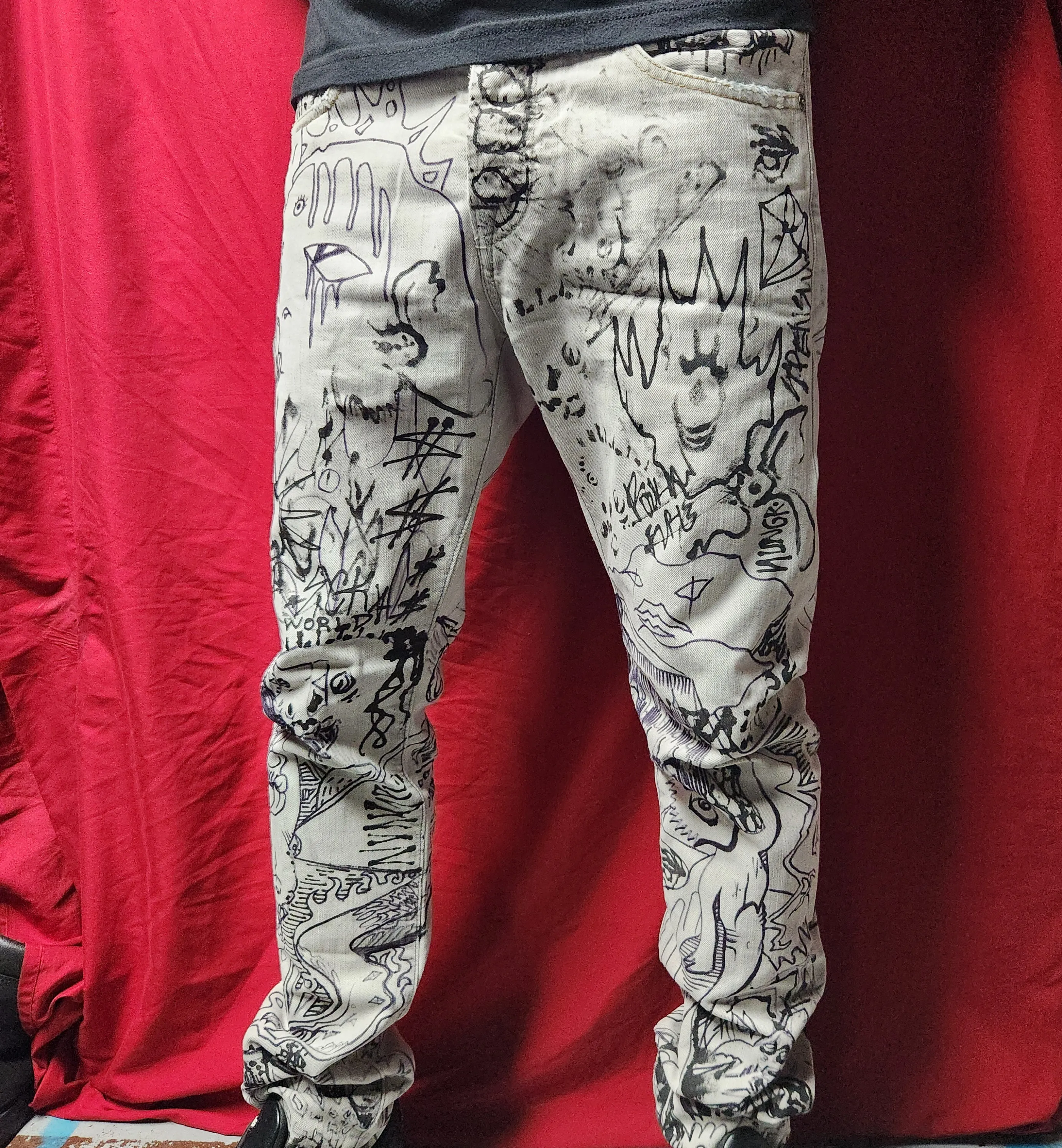 "Dreaded InkScape" 1-of-1 Custom Jeans