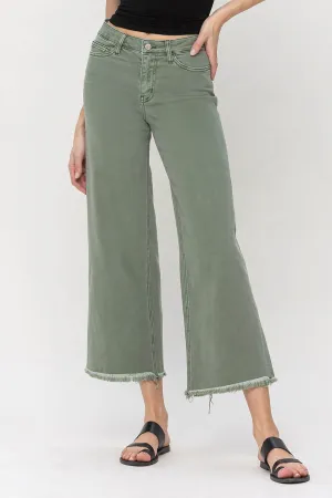 "Livi" Green Wide Leg High Rise Jeans