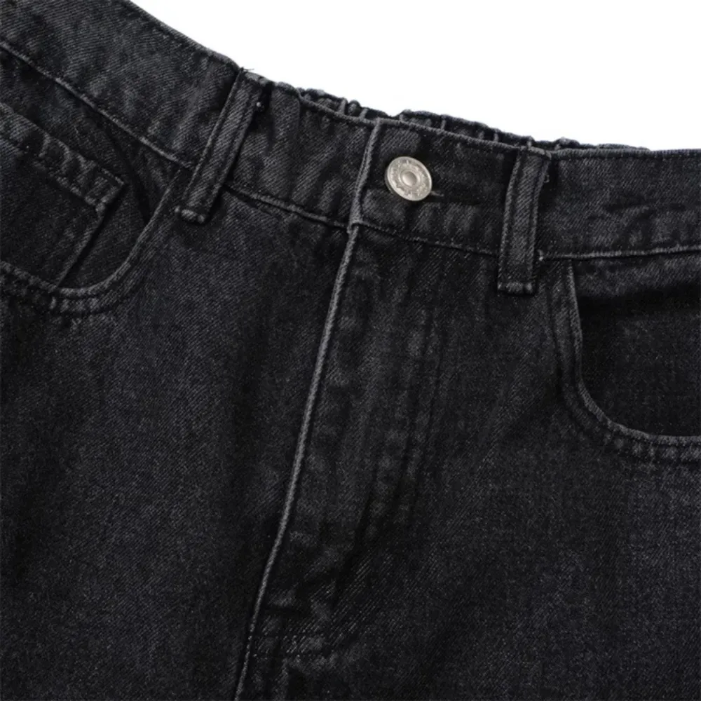 "Simple Side Double Zipper Panel" Jeans