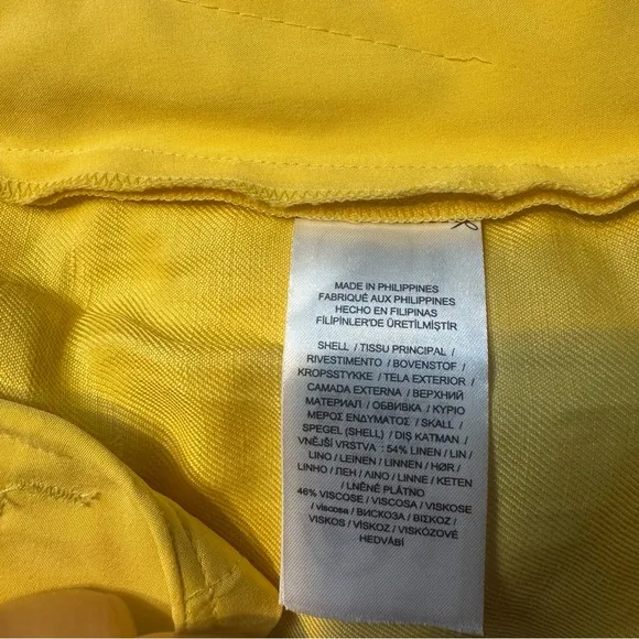 Ralph Lauren Pleated Linen-Blend Twill Shorts Primrose Yellow Size 14 New
