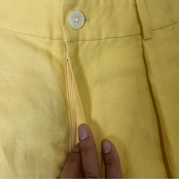 Ralph Lauren Pleated Linen-Blend Twill Shorts Primrose Yellow Size 14 New