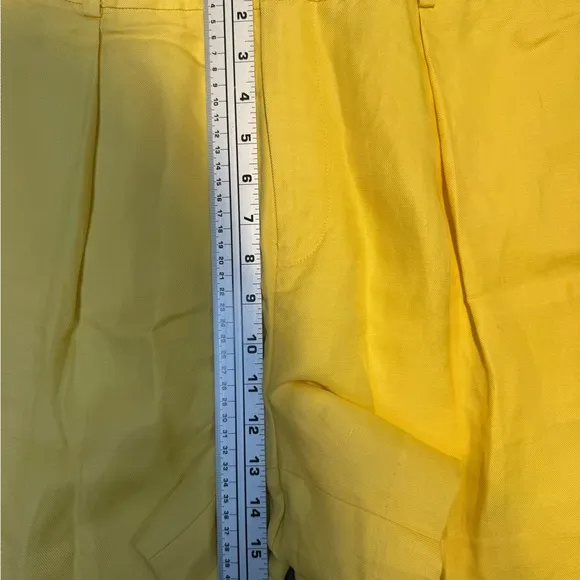 Ralph Lauren Pleated Linen-Blend Twill Shorts Primrose Yellow Size 14 New