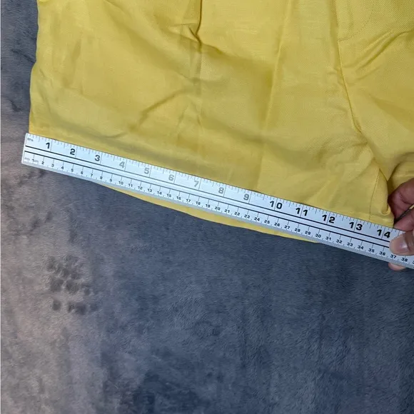 Ralph Lauren Pleated Linen-Blend Twill Shorts Primrose Yellow Size 8 New