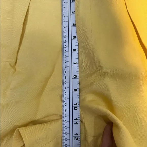 Ralph Lauren Pleated Linen-Blend Twill Shorts Primrose Yellow Size 8 New