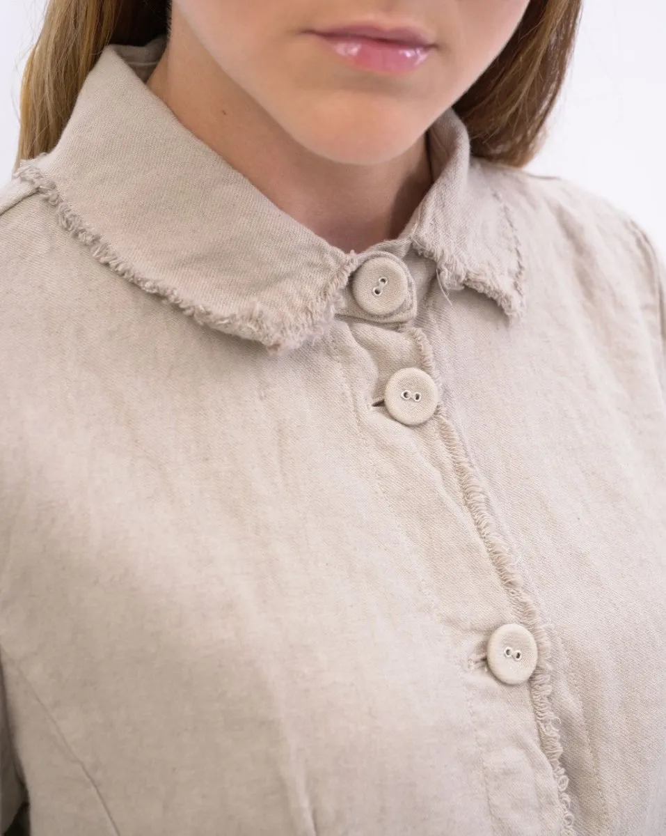 Raw Edge Seamed Button Up Jacket
