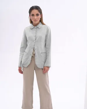 Raw Edge Seamed Button Up Jacket