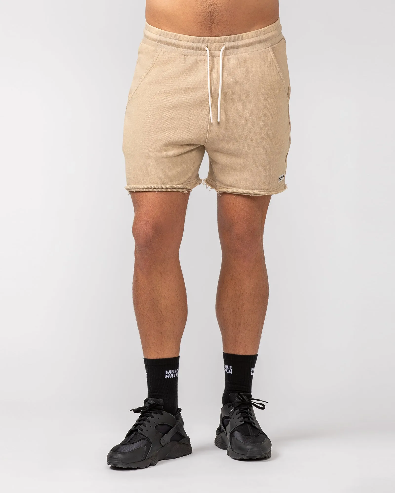 Raw Hem 5" Shorts - Washed Fossil