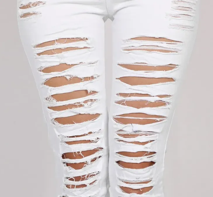 Raw Hem Distressed High Waist Skinny Jeans