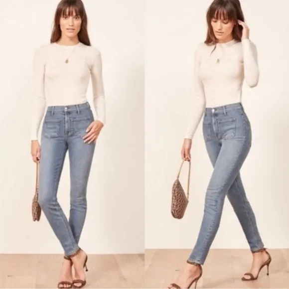 REFORMATION High Skinny Crop Patch Pockets Jeans