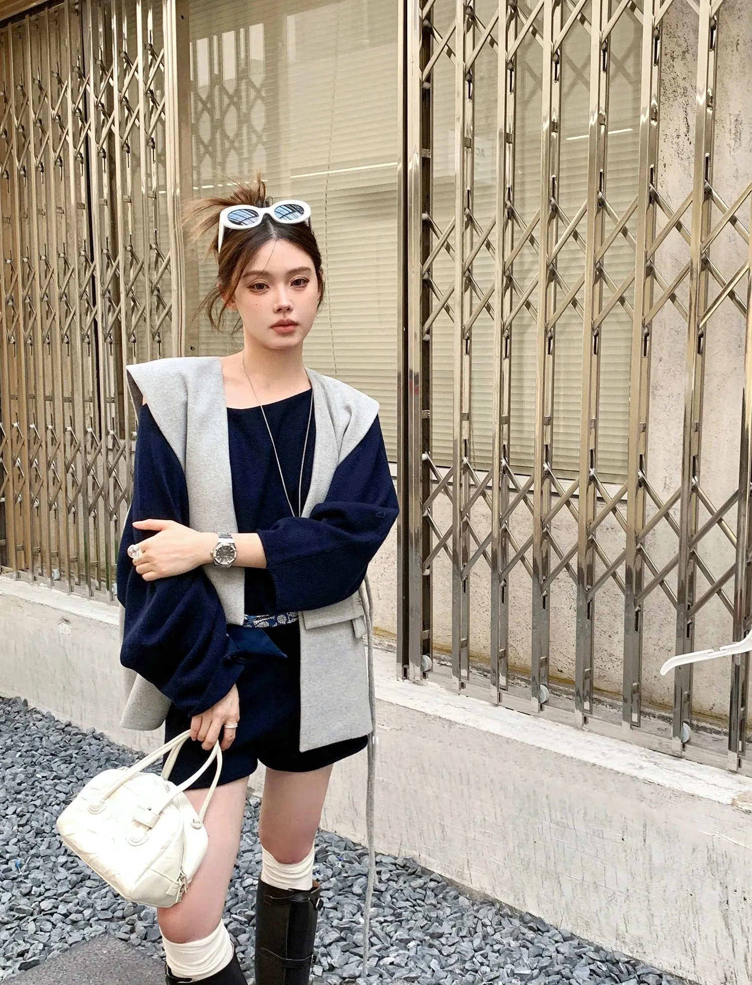 Relaxed Navy Blue Two-Piece Set &nbsp;