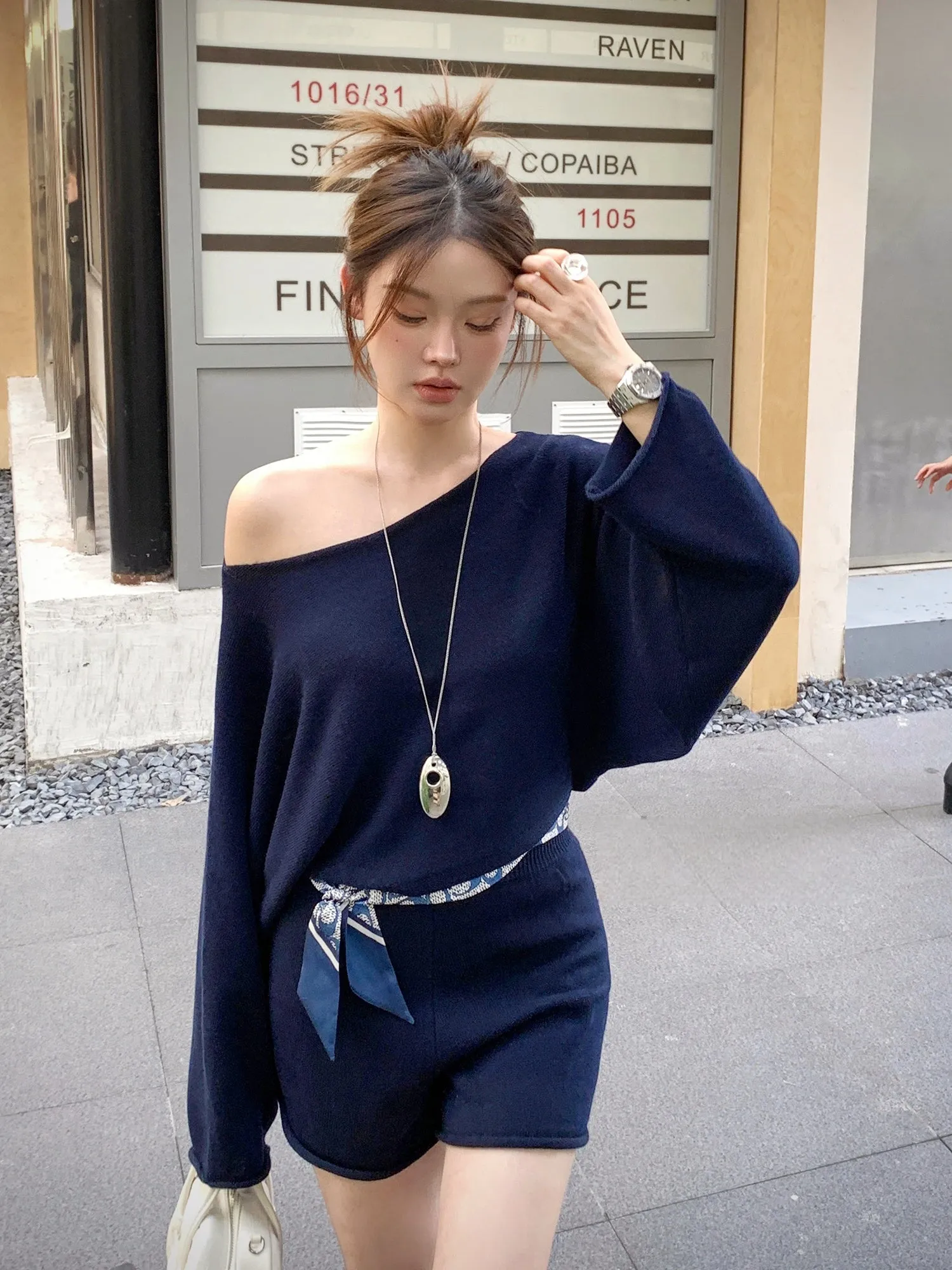 Relaxed Navy Blue Two-Piece Set &nbsp;