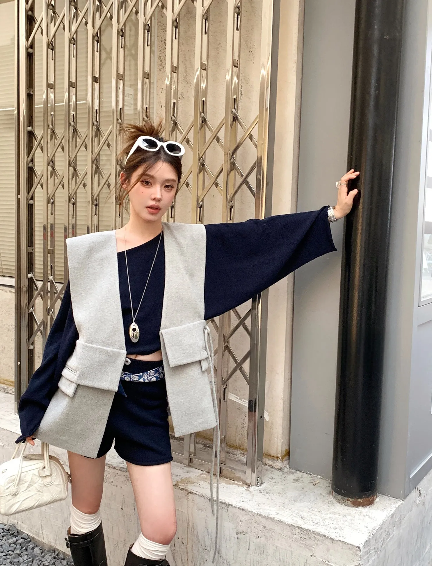 Relaxed Navy Blue Two-Piece Set &nbsp;