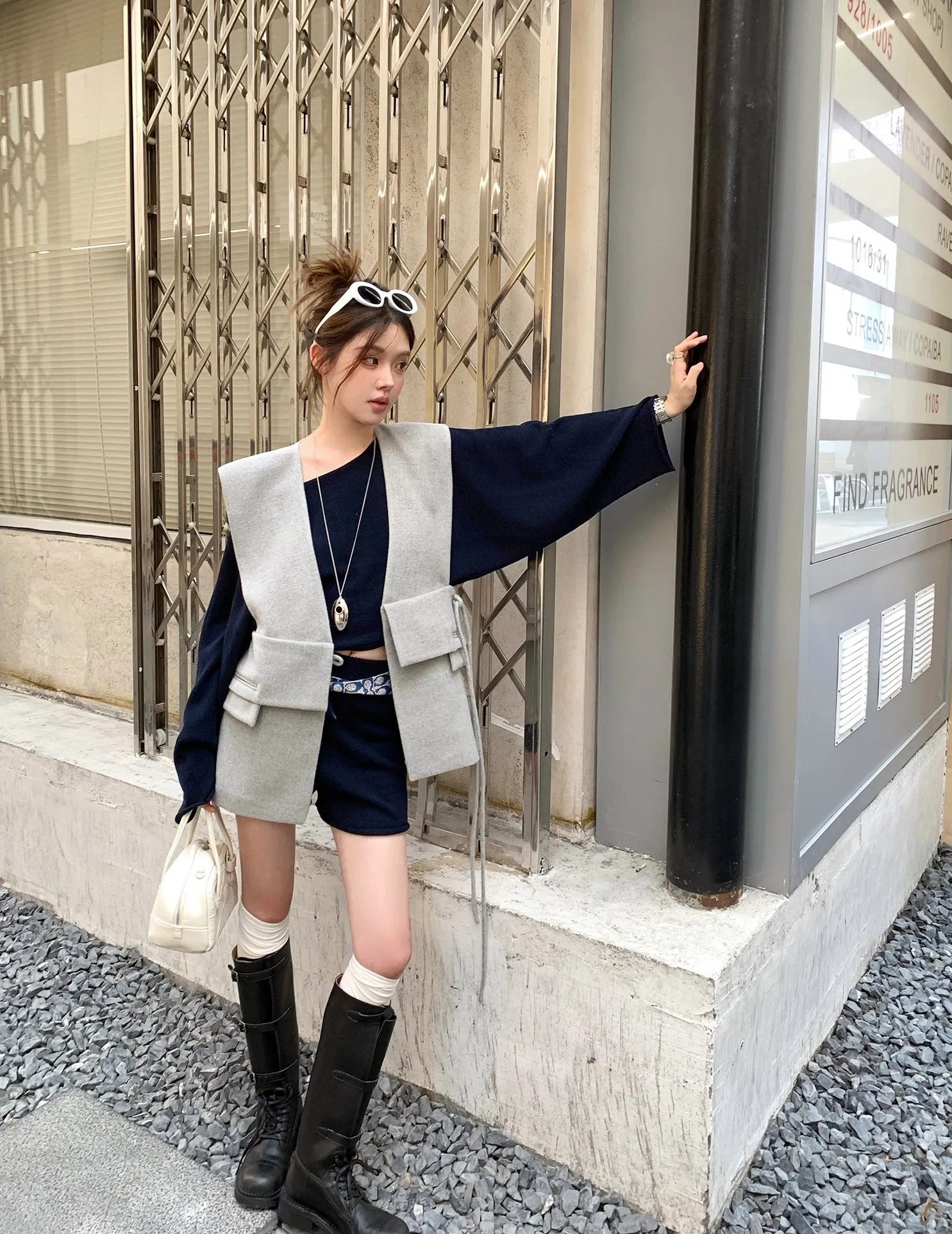 Relaxed Navy Blue Two-Piece Set &nbsp;