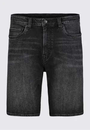 Relaxed Straight Dean Men's Denim Shorts in Crinkled Black - BM22849