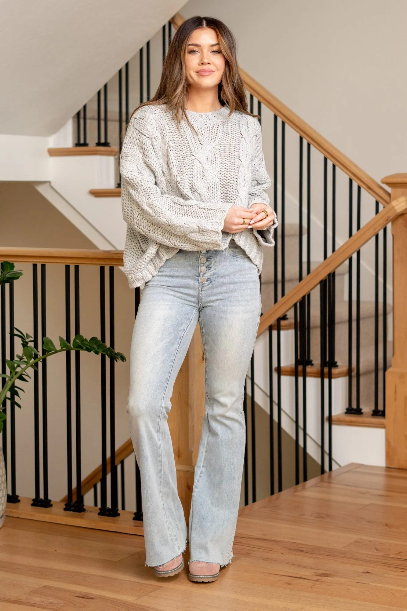 Rhinestones & Denim Mid Rise Button Up Flare Regular & Plus Sizes