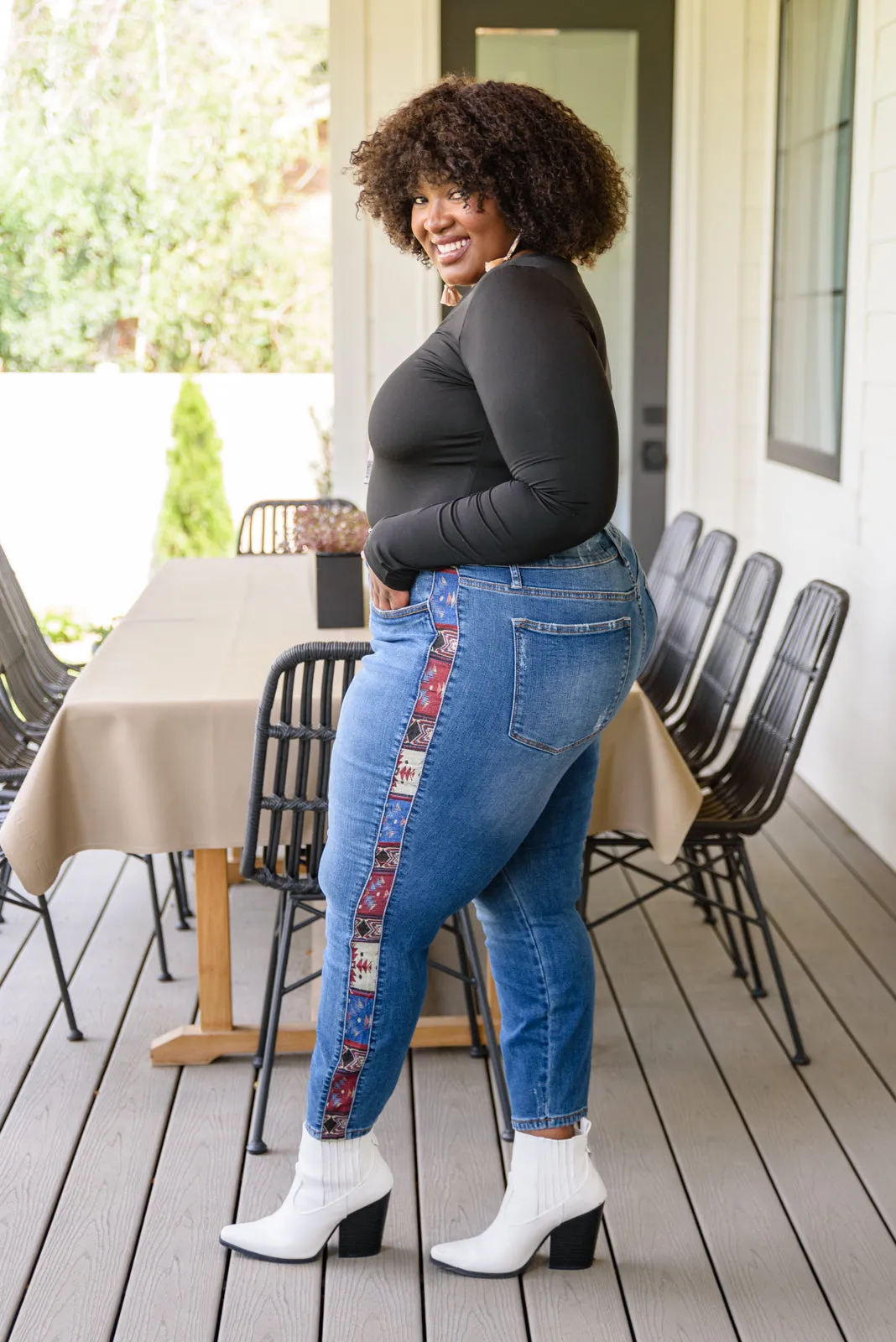 Rio Western Print Relaxed Jeans by Judy Blue