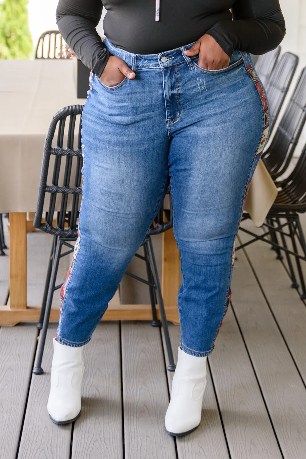 Rio Western Print Relaxed Jeans by Judy Blue