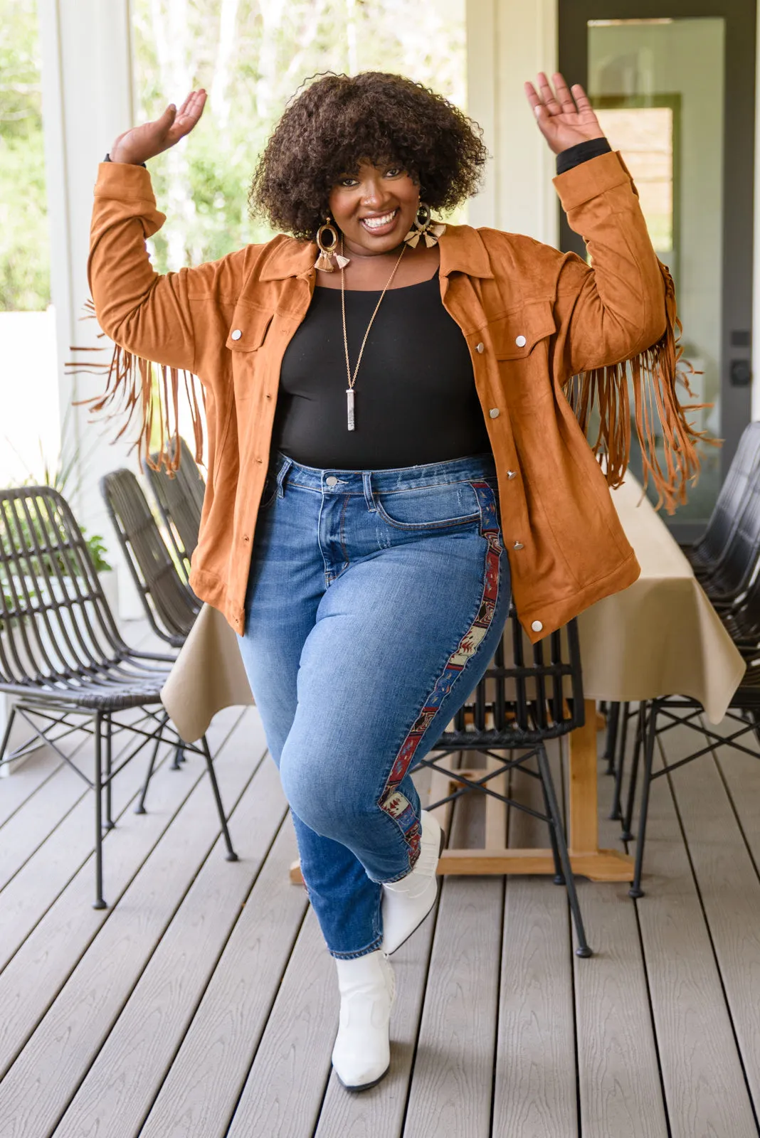 Rio Western Print Relaxed Jeans by Judy Blue