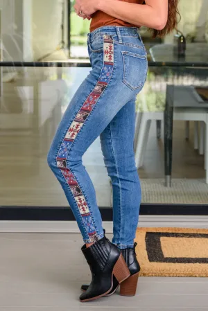 Rio Western Print Relaxed Jeans by Judy Blue