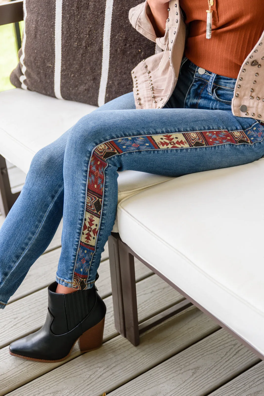Rio Western Print Relaxed Jeans by Judy Blue