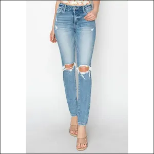 Risen High Rise Distressed Skinny Jeans: Couch Comfort Meets Catwalk Chic!