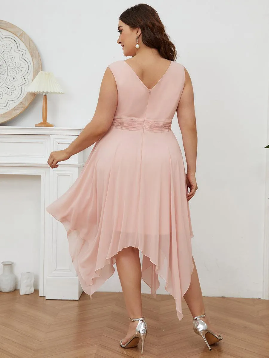 Robe courte en mousseline rose à ourlet irrégulier
